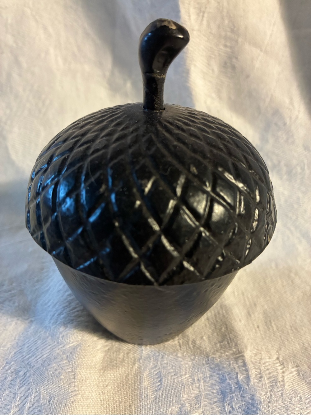Cast Iron Acorn Trinket Box With Poured Candle Inside Decorative Cast Metal Box